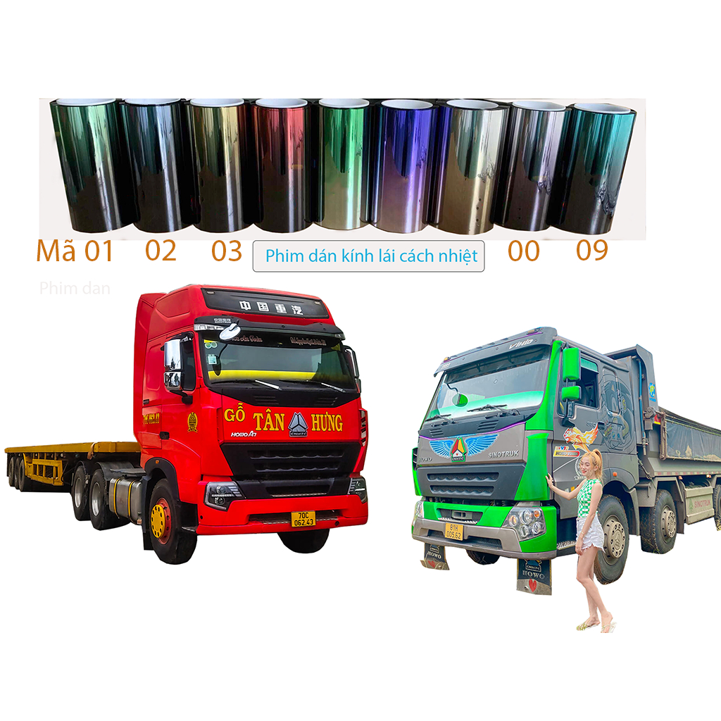 Phim cách nhiệt kính lái xe tải , giấy dán kính chống chói ô tô B079