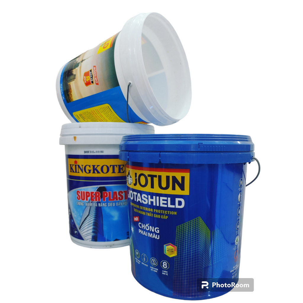 Vỏ thùng sơn nước 20L Có Nắp, Xô nước tròn, Thùng bê, Có quai sắt nhựa dẻo dày loại tốt nặng 1,1kg