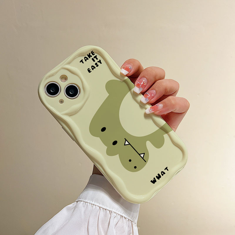 Ốp điện thoại iphone hình cá sấu cute ốp viền nổi cạnh sóng cho iPhone 7plus 6plus 11 7 8 12 13 14 15 xr xs max