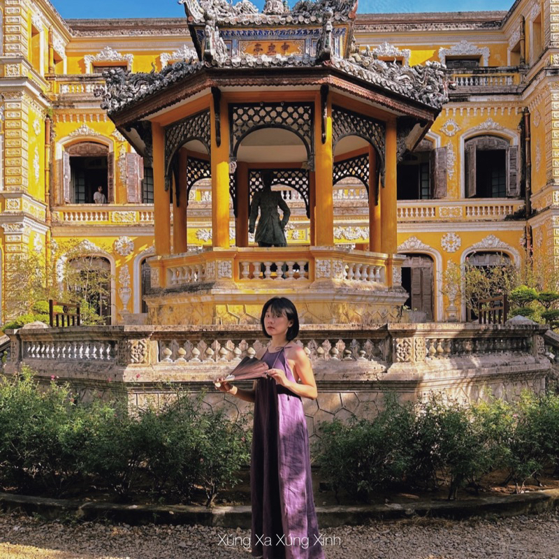 | 0303 studio | đầm yếm dáng A hở lưng - linen thêu tay - dòng Ý Thơ