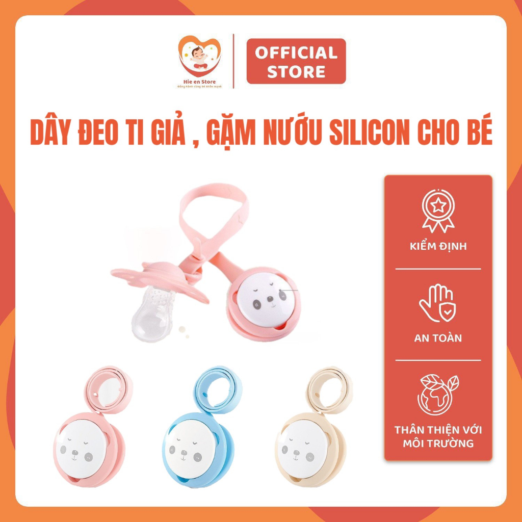 Dây đeo ti giả, gặm nướu silicon cho bé Dài 25cm co giãn - Hie en Store