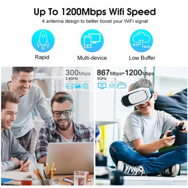 Bộ kích sóng wifi 4 râu, bộ mở rộng sóng wifi tốc độ cao, siêu mạnh phát sóng wifi xuyên tường, băng tần kép 2.5G 5G | BigBuy360 - bigbuy360.vn