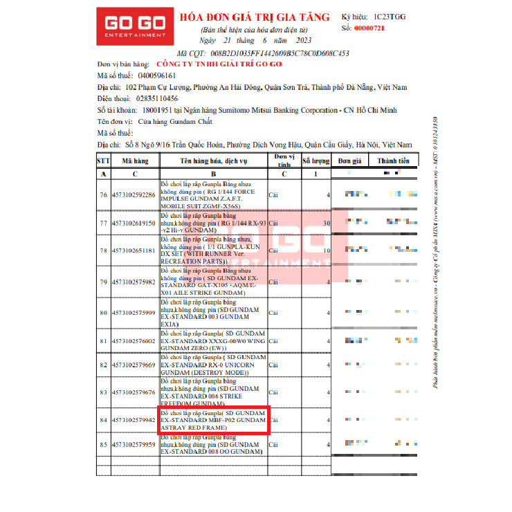 Mô hình MG Astray Red Frame Powered Arms 8814 1/100