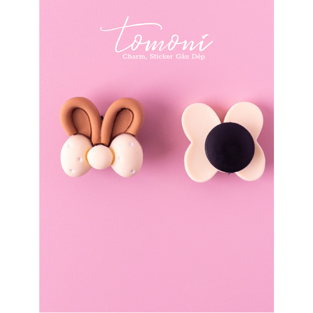 Phụ Kiện Sticker Gắn Dép, Charm DIY Hình Nơ, Hoa, Gấu Nâu Xinh Xắn - HQ50