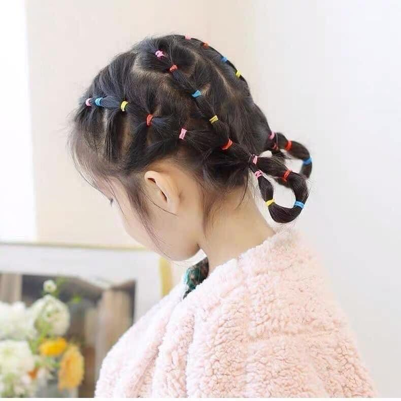 Hộp 5000 Chun Tóc Siêu Dai Nhiều Màu Sắc Cho Mẹ Và Bé Kèm Hộp Đựng