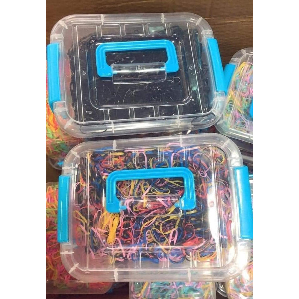 Hộp 5000 Chun Tóc Siêu Dai Nhiều Màu Sắc Cho Mẹ Và Bé Kèm Hộp Đựng