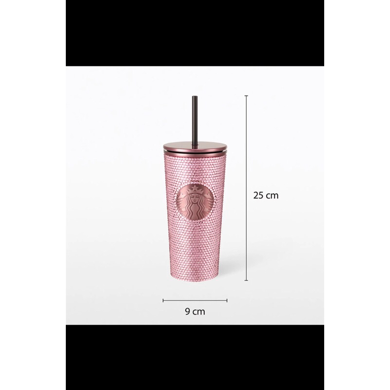 Ly đính đá Rose Gold BLACKPINK 16oz  STARBUCKS