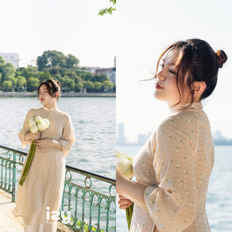 ÁO DÀI BIGSIZE TƠ HOA NHÍ THU - IZYBYNHI