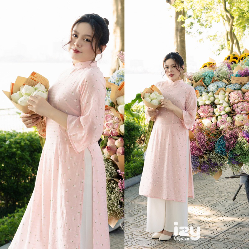 ÁO DÀI BIGSIZE TƠ HOA NHÍ THU - IZYBYNHI