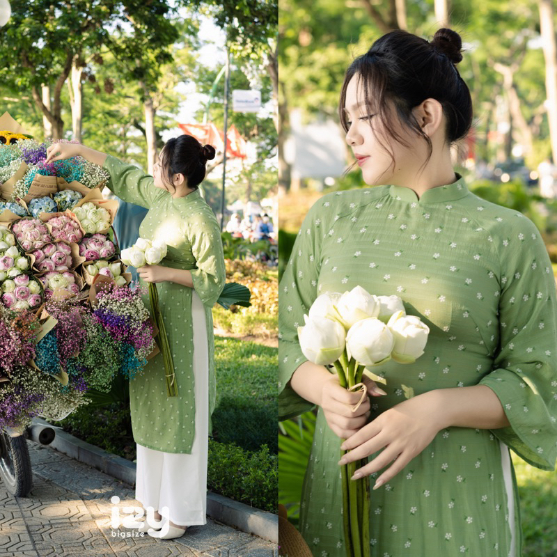 ÁO DÀI BIGSIZE TƠ HOA NHÍ THU - IZYBYNHI