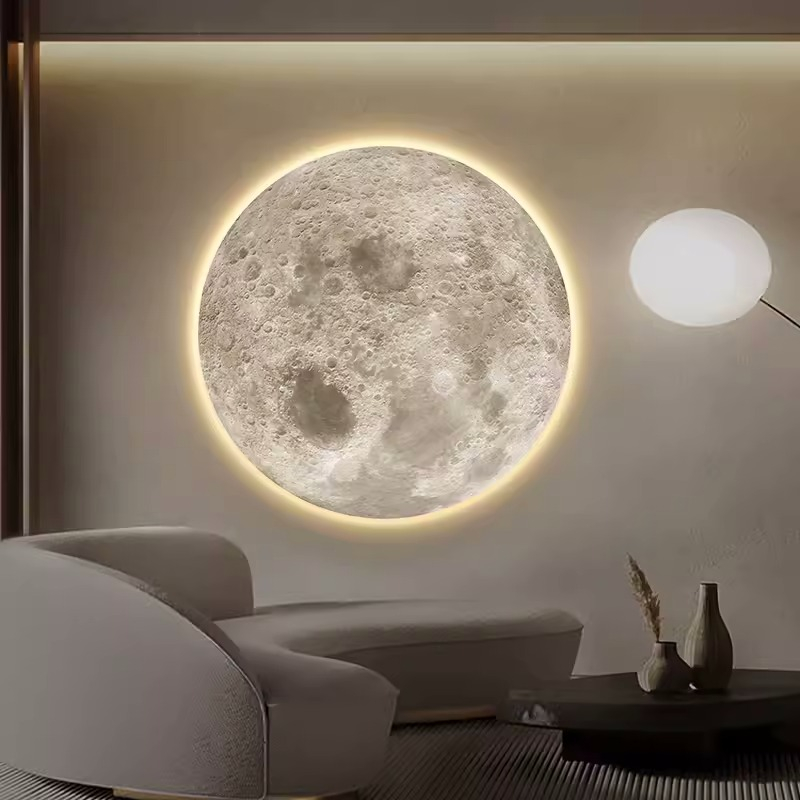 Tranh tráng gương mặt trăng có đèn led trang trí phòng khách , cửa hàng ,decor 27
