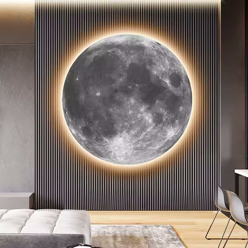 Tranh tráng gương mặt trăng có đèn led trang trí phòng khách , cửa hàng ,decor 27