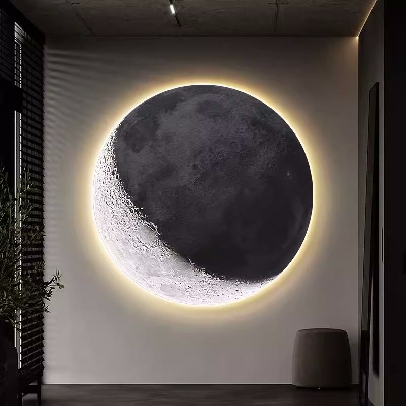 Tranh tráng gương mặt trăng có đèn led trang trí phòng khách , cửa hàng ,decor 27