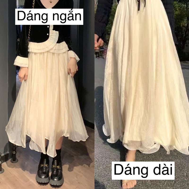 Chân váy voan tơ dáng dài công chúa nữ tính