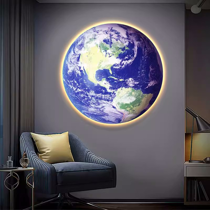 Tranh tráng gương mặt trăng có đèn led trang trí phòng khách , cửa hàng ,decor 27