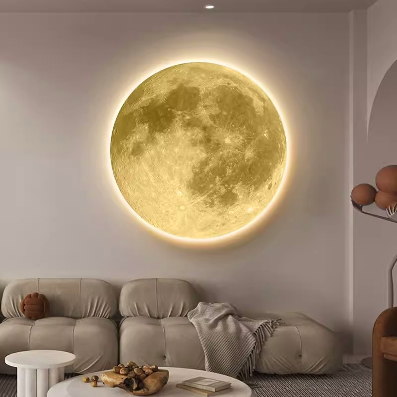 Tranh tráng gương mặt trăng có đèn led trang trí phòng khách , cửa hàng ,decor 27