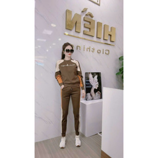 Bô thu đông nữ phối màu thêu chữ cao cấp chất umi hàn loại 1.set bộ mặc nhà ,đi chơi BD10 - phamtrangredep shop