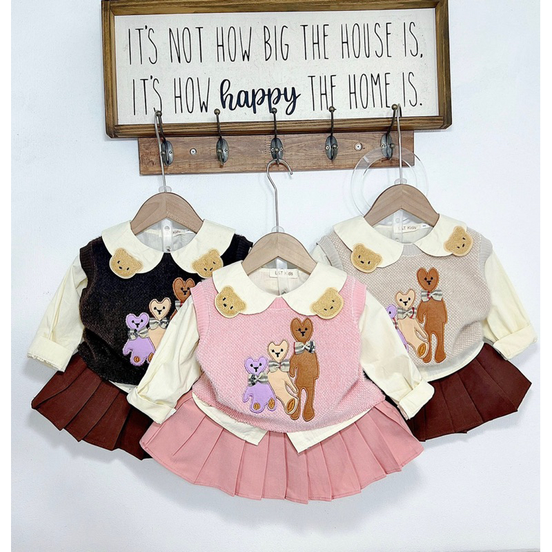 Set Váy gấu 3 chi tiết hàng đẹp cho bé gái