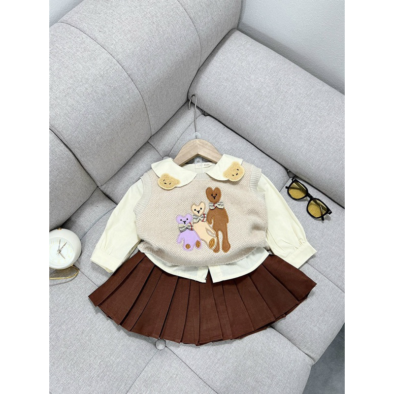 Set Váy gấu 3 chi tiết hàng đẹp cho bé gái