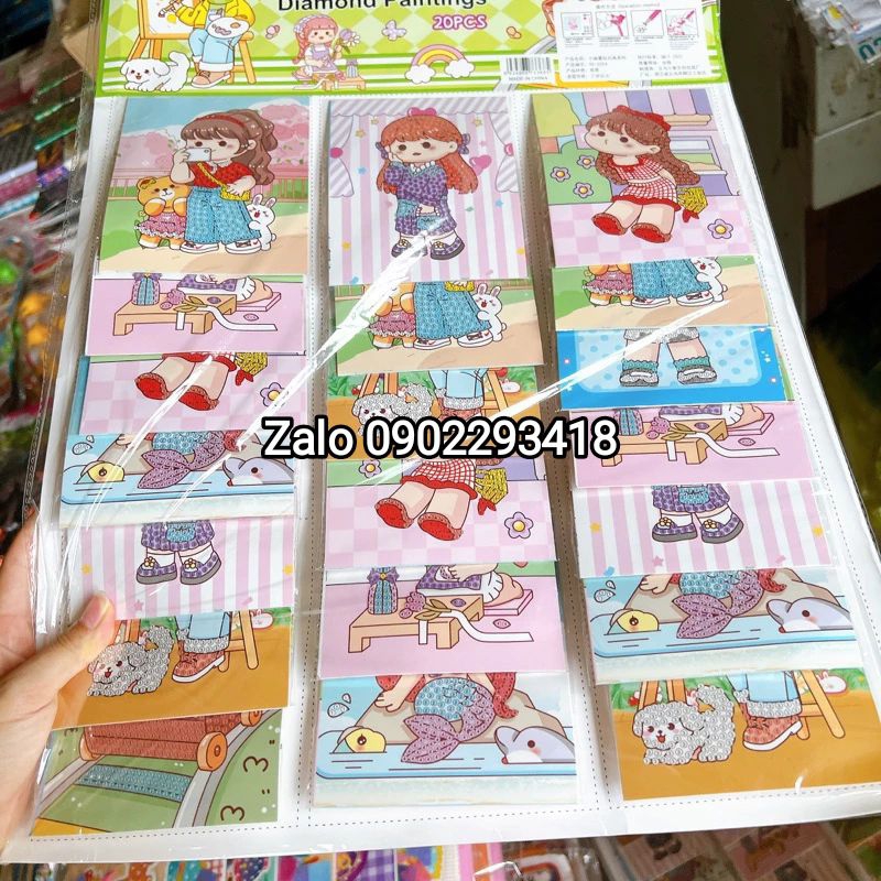 Vỉ 20 Bộ Tranh Gắn Đá Cho Bé