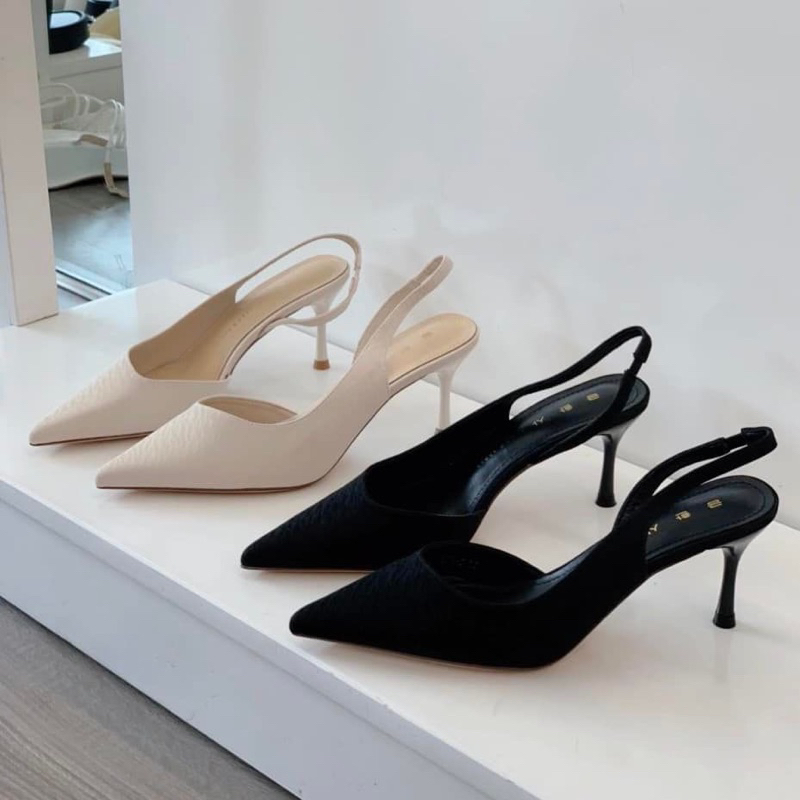 Slingback khoét eo gót 7cm - Bunny Shoes