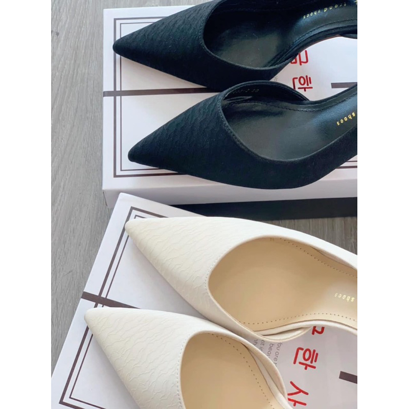 Slingback khoét eo gót 7cm - Bunny Shoes