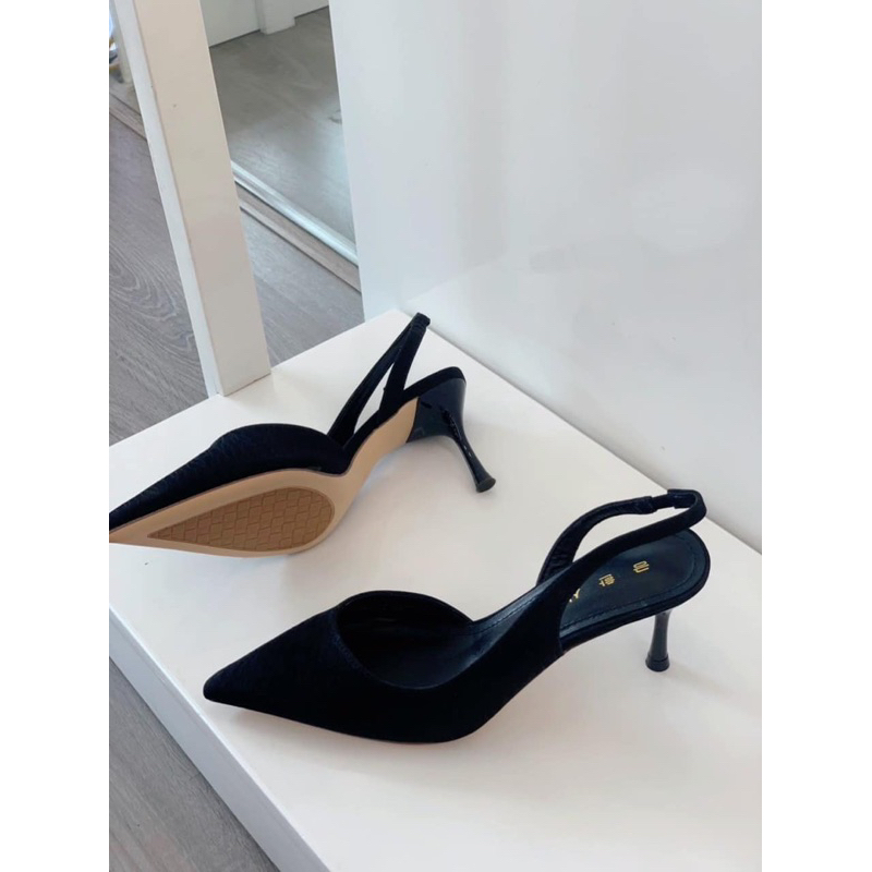 Slingback khoét eo gót 7cm - Bunny Shoes