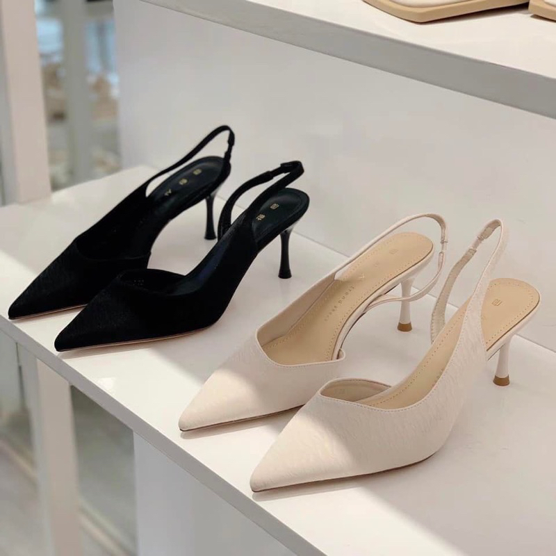 Slingback khoét eo gót 7cm - Bunny Shoes