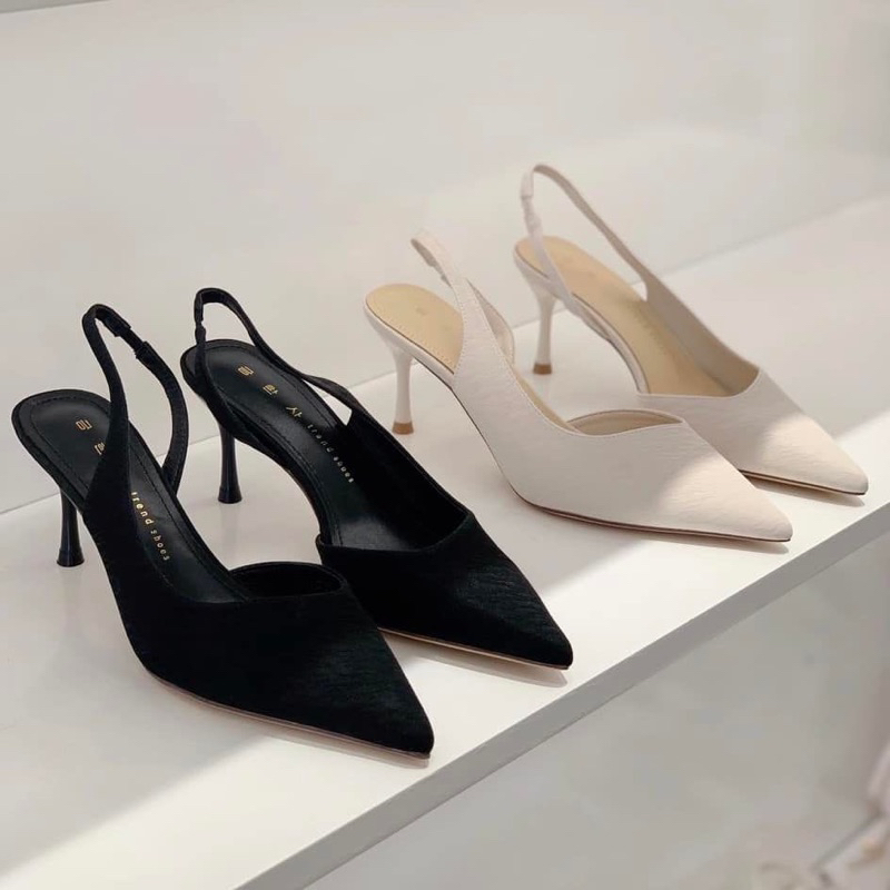 Slingback khoét eo gót 7cm - Bunny Shoes