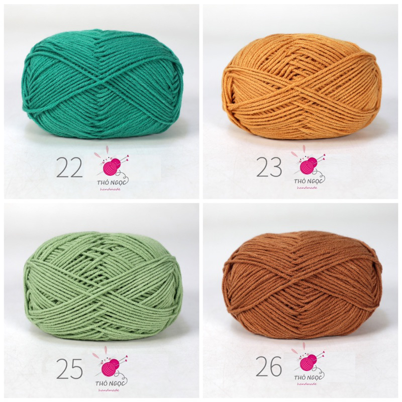 Bảng màu 1 len sợi milk cotton mác đen 50g