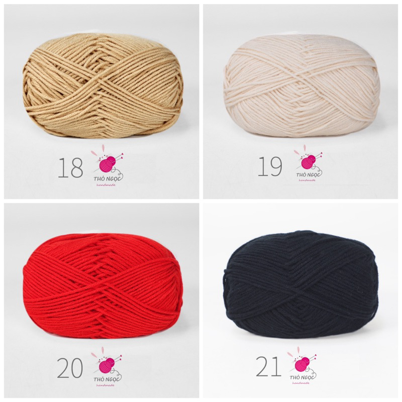 Bảng màu 1 len sợi milk cotton mác đen 50g