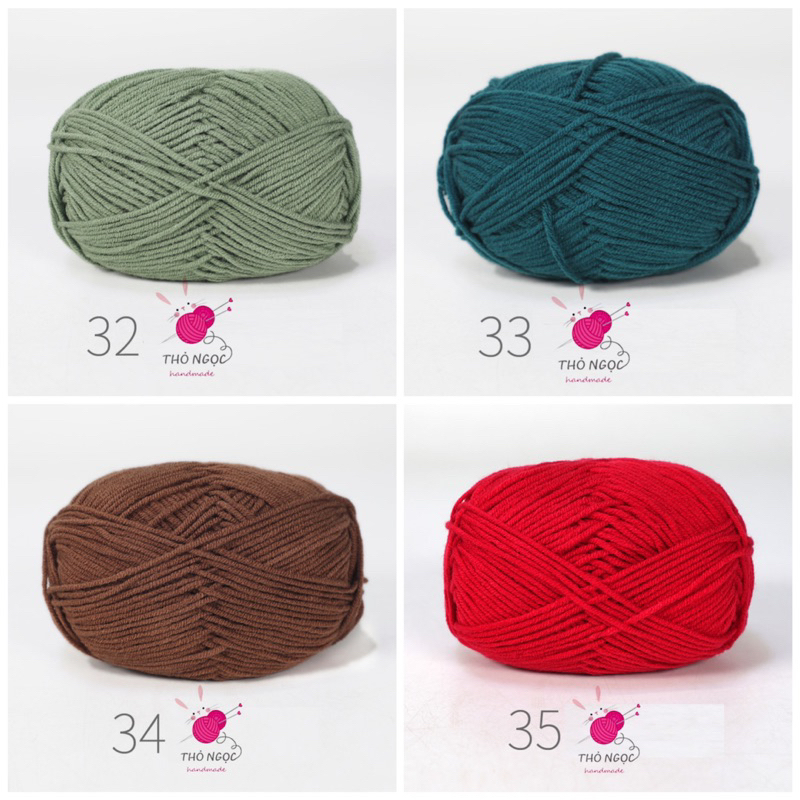 Bảng màu 1 len sợi milk cotton mác đen 50g