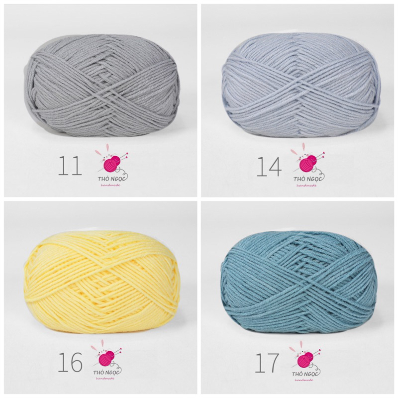 Bảng màu 1 len sợi milk cotton mác đen 50g