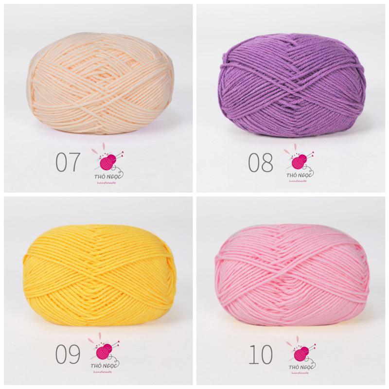 Bảng màu 1 len sợi milk cotton mác đen 50g