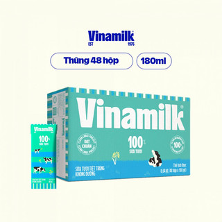 Thùng 48 Hộp Sữa Tươi Tiệt Trùng Vinamilk Không Đường 180ml ( giá trừ KM )