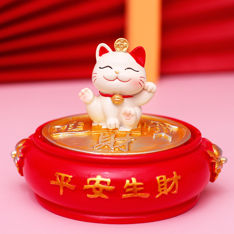 Mèo thần tài trang trí taplo ô tô, trang trí bàn làm việc, mèo thần tài trưng bày chiêu tài, đón may mắn