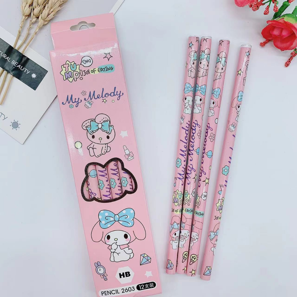 Hộp 12 bút chì HB hình nhân vật Sanrio dễ thương