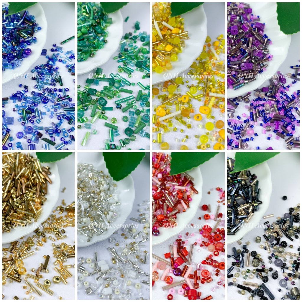 Gói 10g/50g hạt cườm hỗn hợp dùng đính kết quần áo, làm trang sức thủ công DIY