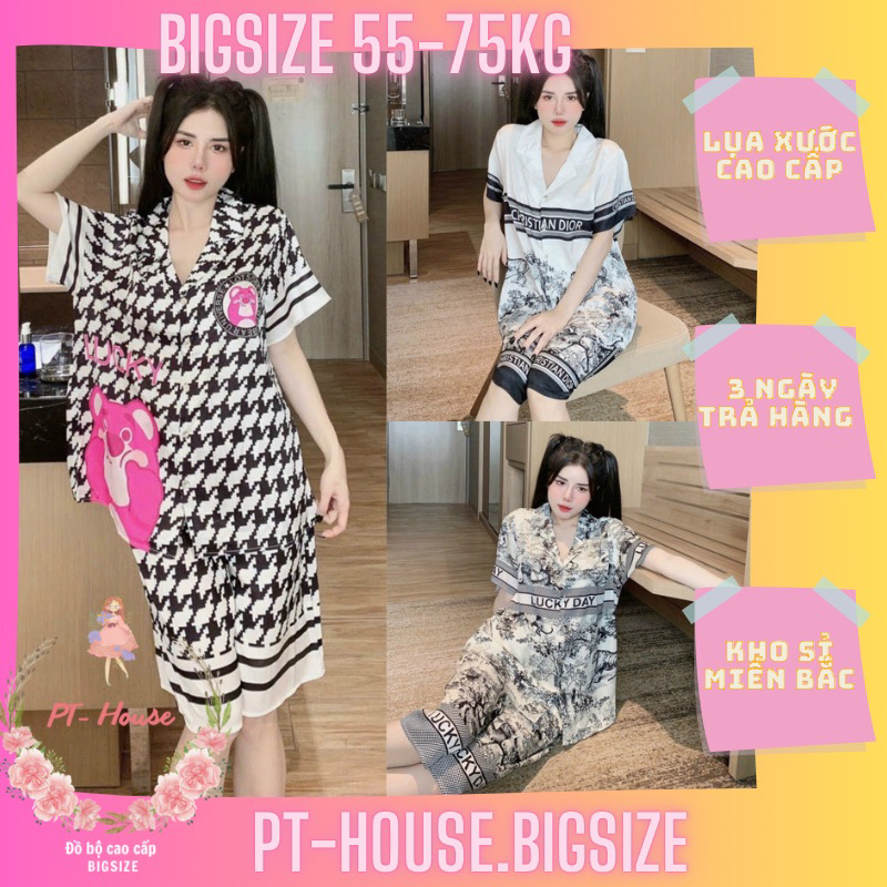 ( Bigsize 55-75kg ) Bộ Lững , Bộ ngố lụa xước Bigsize 55- 75kg Tay ngắn Quần Lững
