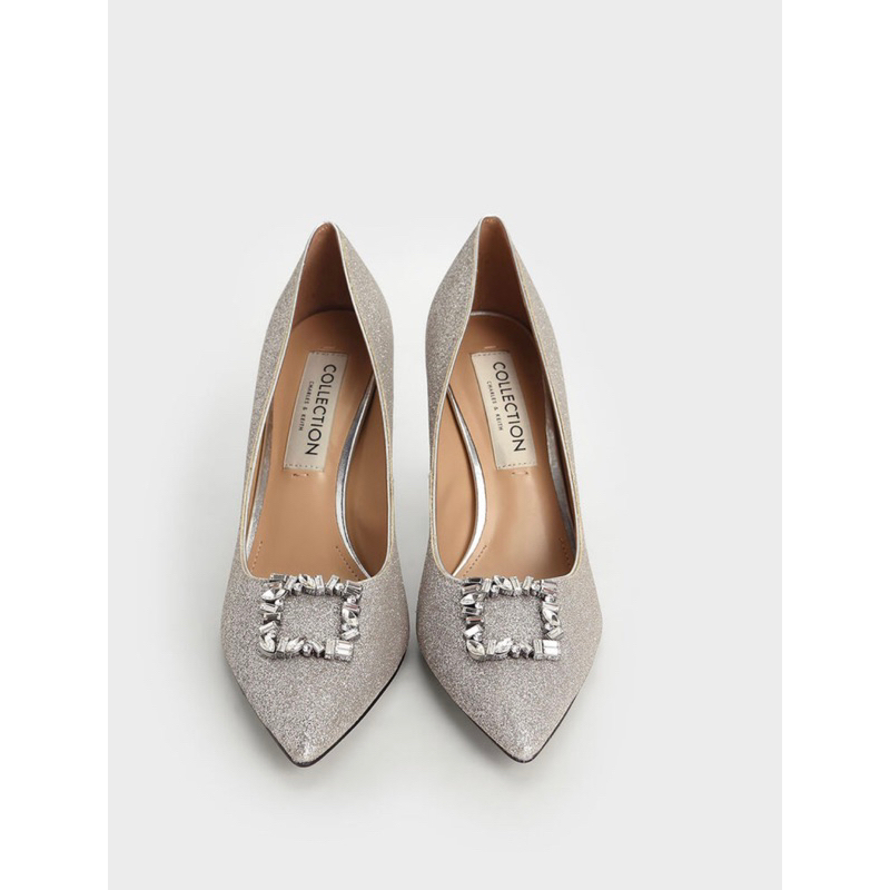 GIÀY CAO GÓT ĐÍNH ĐÁ NHŨ BẠC Charles&Keith AUTH MUA Ở SB CHANGI 🍑🍑🍑