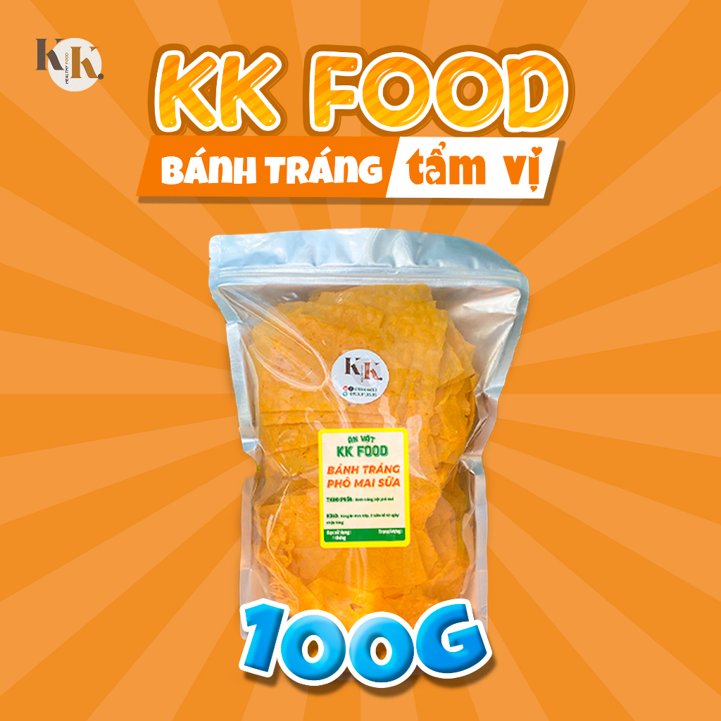 Bánh Tráng KK Food 100g Bánh Tráng Nhiều Vị : Phô Mai Sữa + Phô Mai Tôm + Tỏi + X.Ke + Rong Biển + Satế Sợi