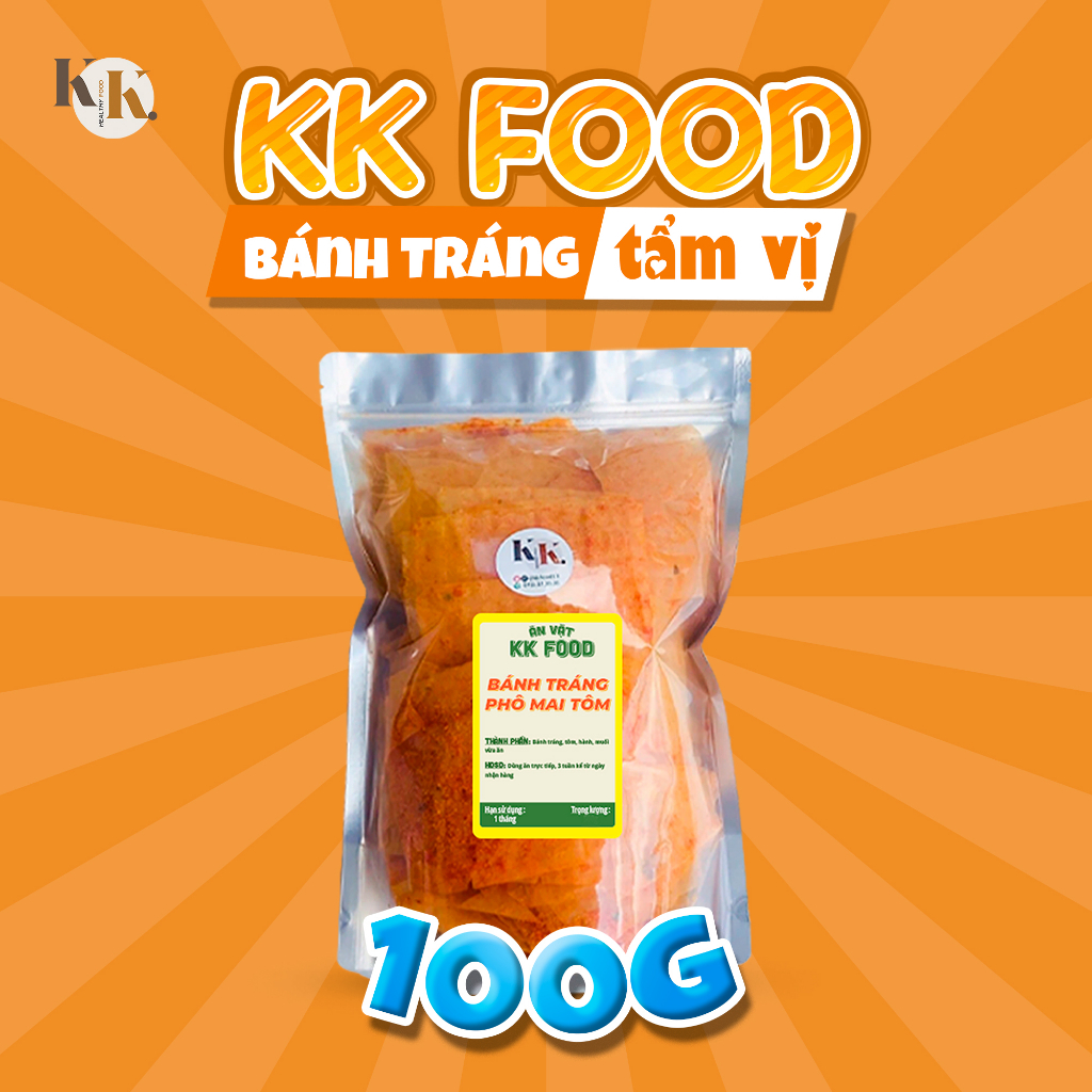 Bánh Tráng KK Food 100g Bánh Tráng Nhiều Vị : Phô Mai Sữa + Phô Mai Tôm + Tỏi + X.Ke + Rong Biển + Satế Sợi