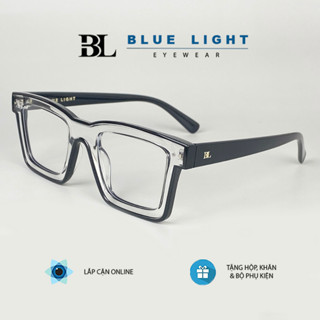  Mắt Kính Gọng Vuông Gọng Kính Vuông To Nam Nữ Viền Đen Trong Suốt Chống Ánh Sáng Xanh Làm Mắt Cận Được - BLUE LIGHT 