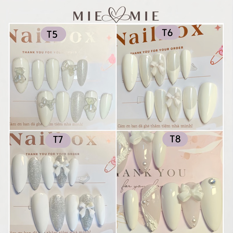NAILBOX-móng úp thiết kế -Trắng xinh hottrend 4 mẫu