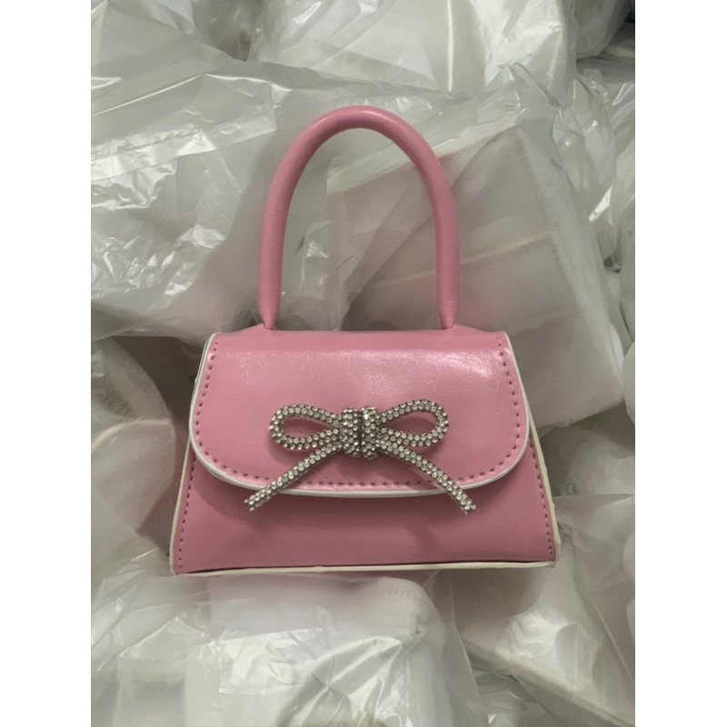 Túi mini đeo chéo đính nơ đá có quai xách cầm tay xinh xắn mẫu mới