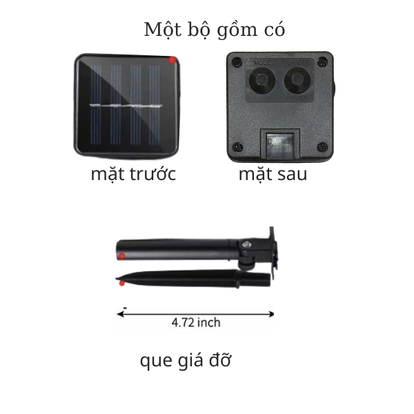 Bản Pin năng lượng mặt trời  dành cho dây đèn led trang trí 8 chế độ nháy