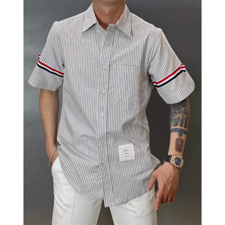 Áo Sơ Mi Thom Kẻ Sọc Xanh Xám Dài Tay Vải Cotton Lụa Cao Cấp Siêu Đẹp Hottrend 2023