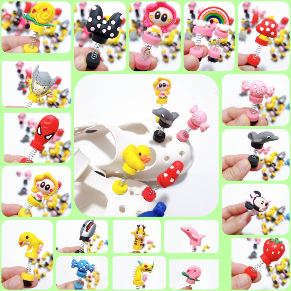 Sticker trang trí dép sục dép quai ngang có lỗ dạng lò xo