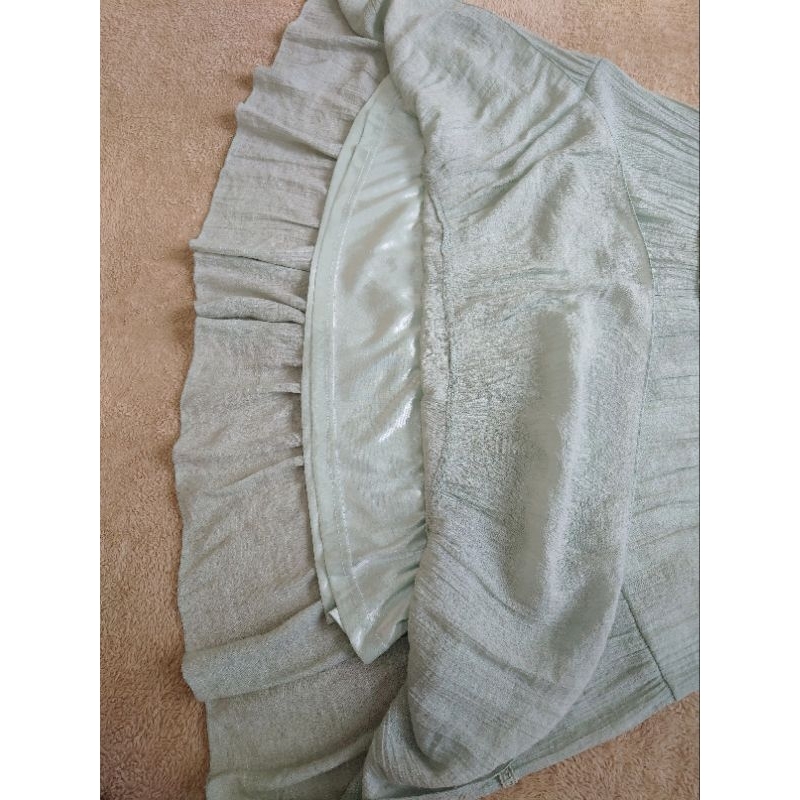 Chân váy Nhật CLEF DE SOL form xòe phối ren kiểu tầng lưng thun co giãn maut xanh mint/ xanh pastel