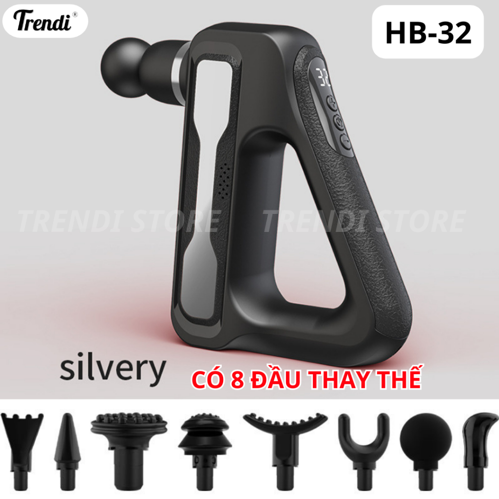 Máy massage cầm tay TRENDI HB-32, Mát Xa Với 32 Cấp Độ Điều Chỉnh Và 8 Đầu Massage Trị Liệu Chuyên Sâu